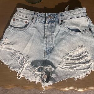Zara Blue Jean Shorts High-Waisted Distressed